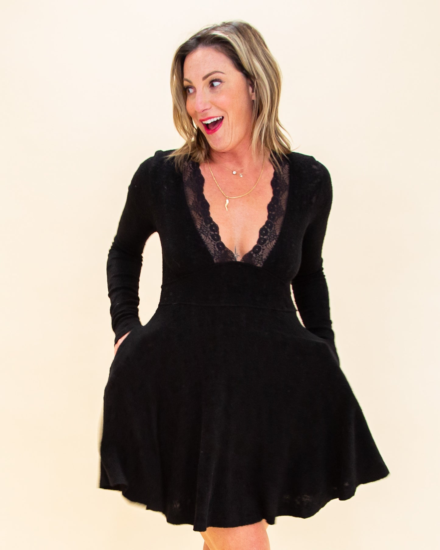 All Yours Mini Dress in Black (8642407989499)