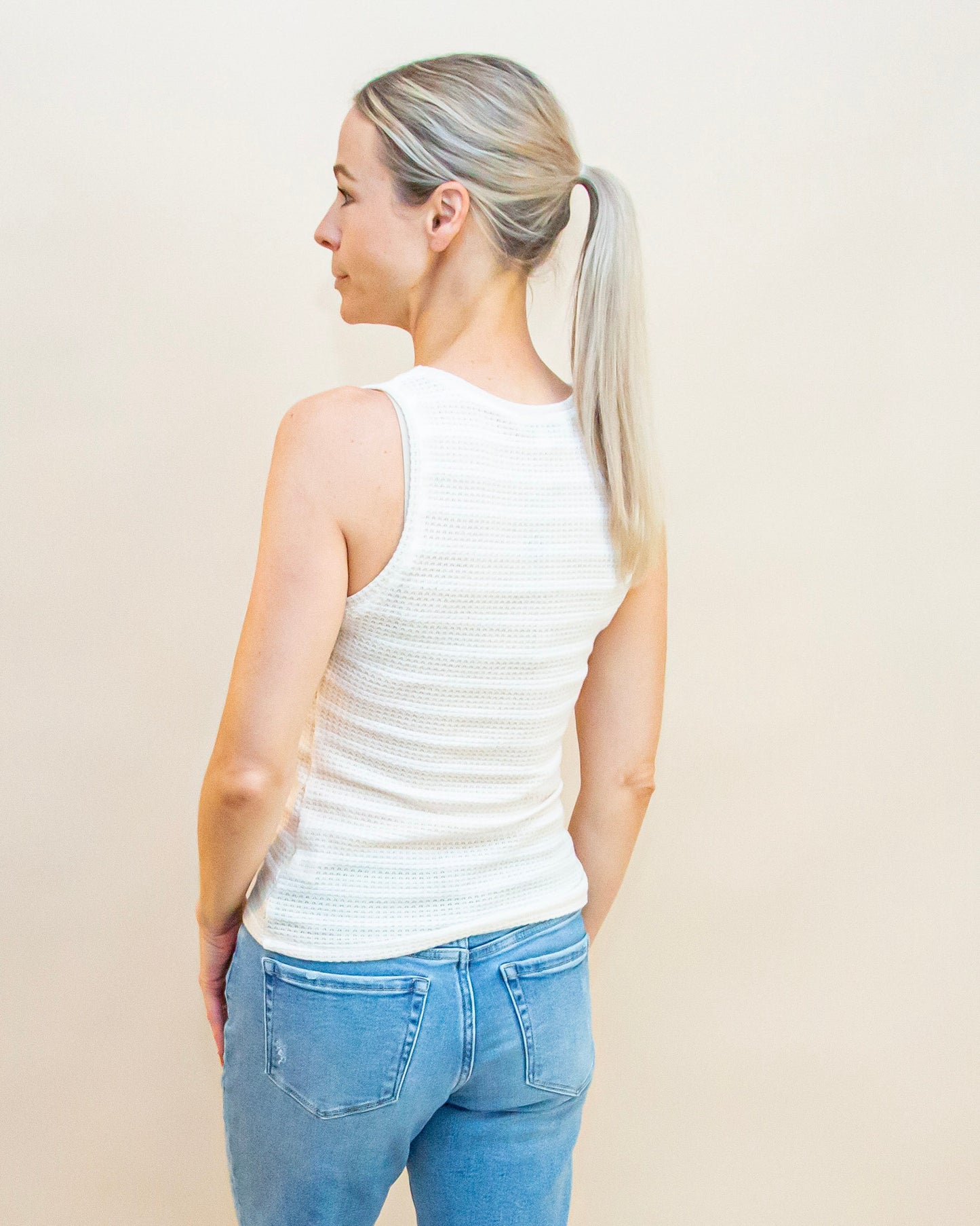 Instant Classic Stripe Tank in Off White (9015428940027)