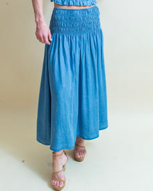  Going to Market Midi Skirt in Chambray (8327072252155)
