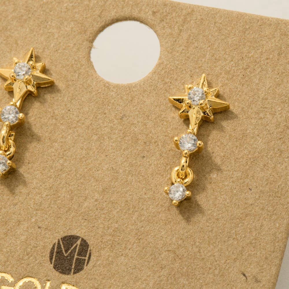 Mini Star Layered Drop Earrings: S (9090435907835)