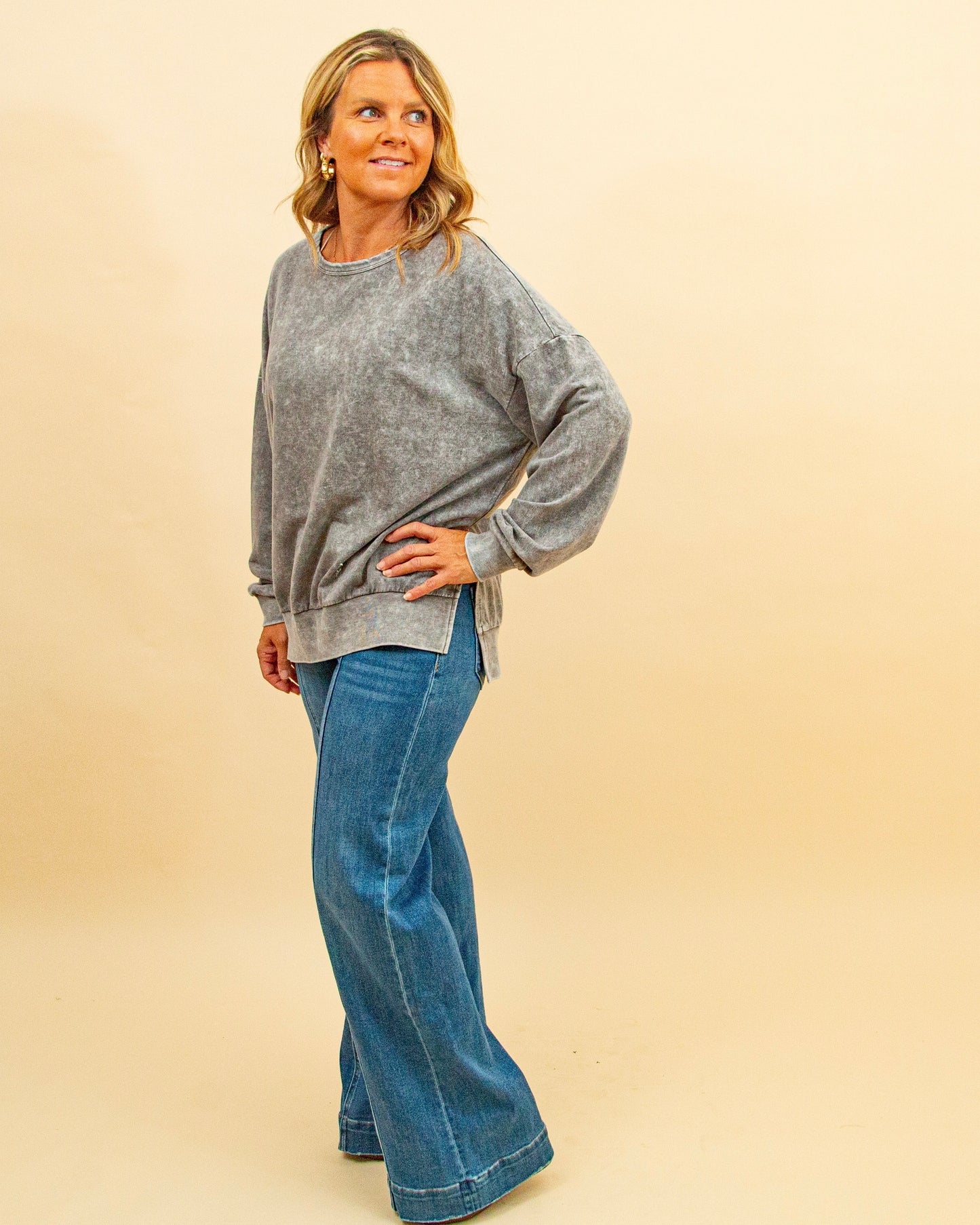 Wearing It Well Top in Charcoal (9102459896059)