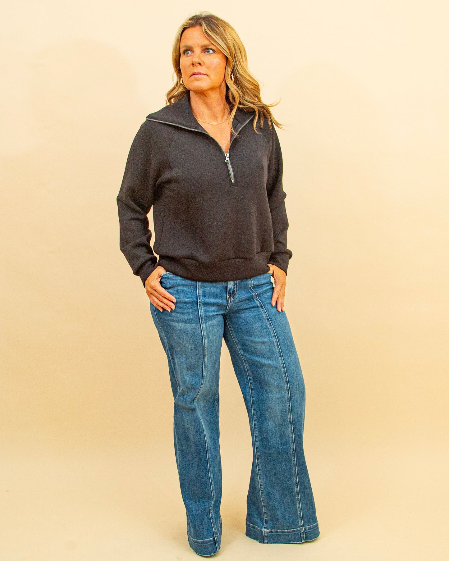 SPANX® Airessentials Half Zip in Very Black (8844217024763)