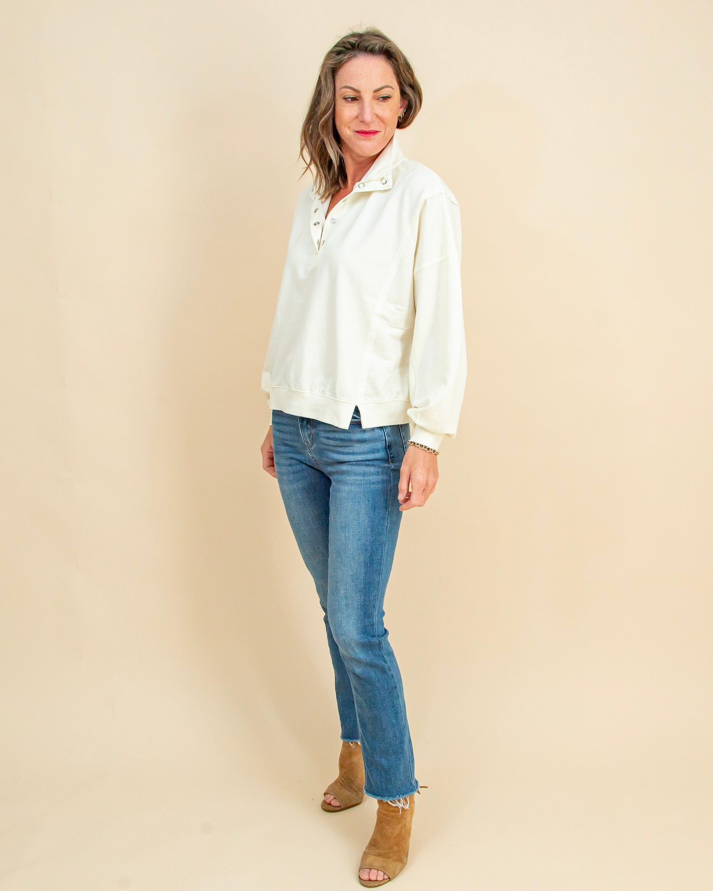 In A Snap Pullover in Ivory (9062125666555)