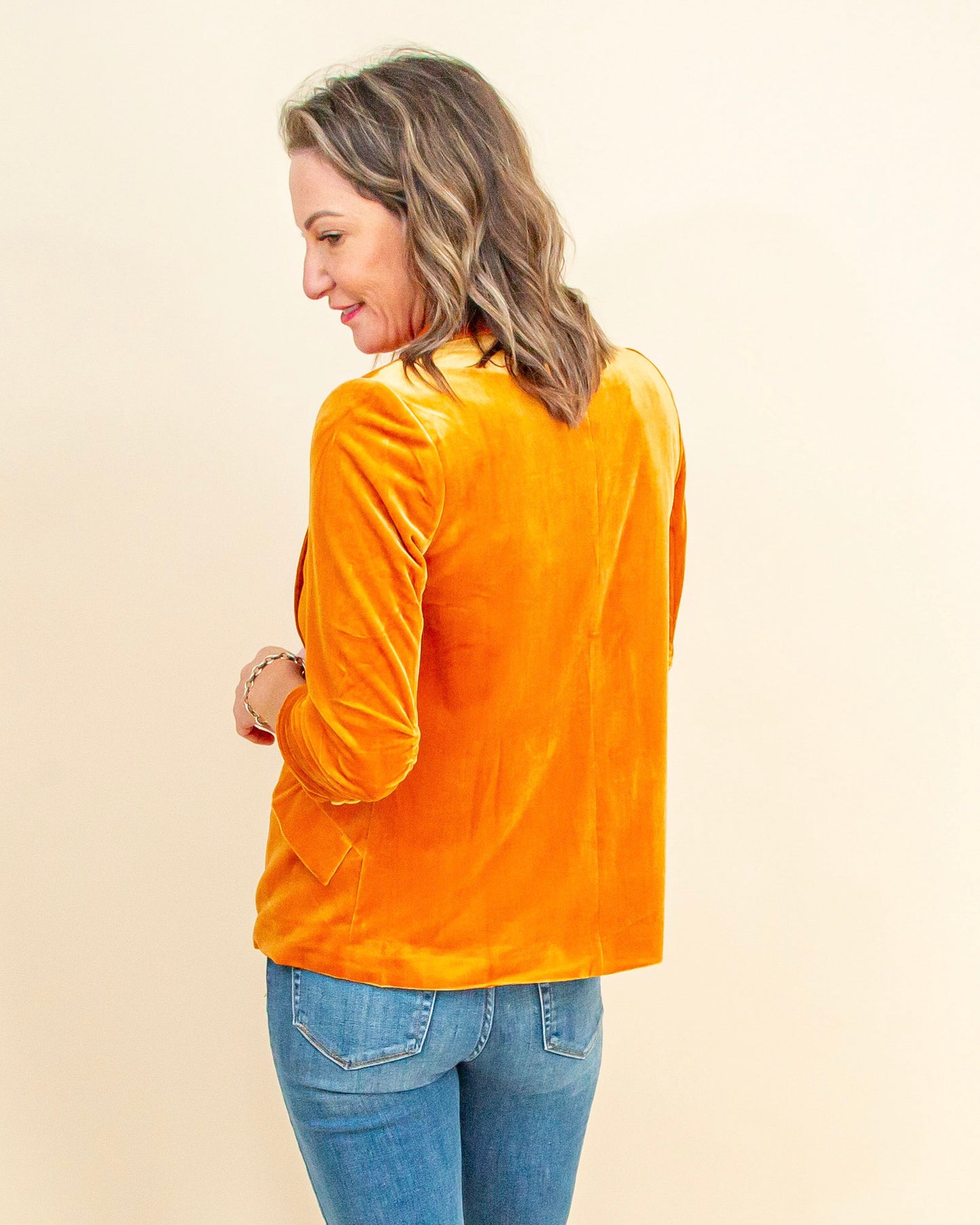 You're So Rare Velvet Blazer in Golden Mustard (9090309619963)