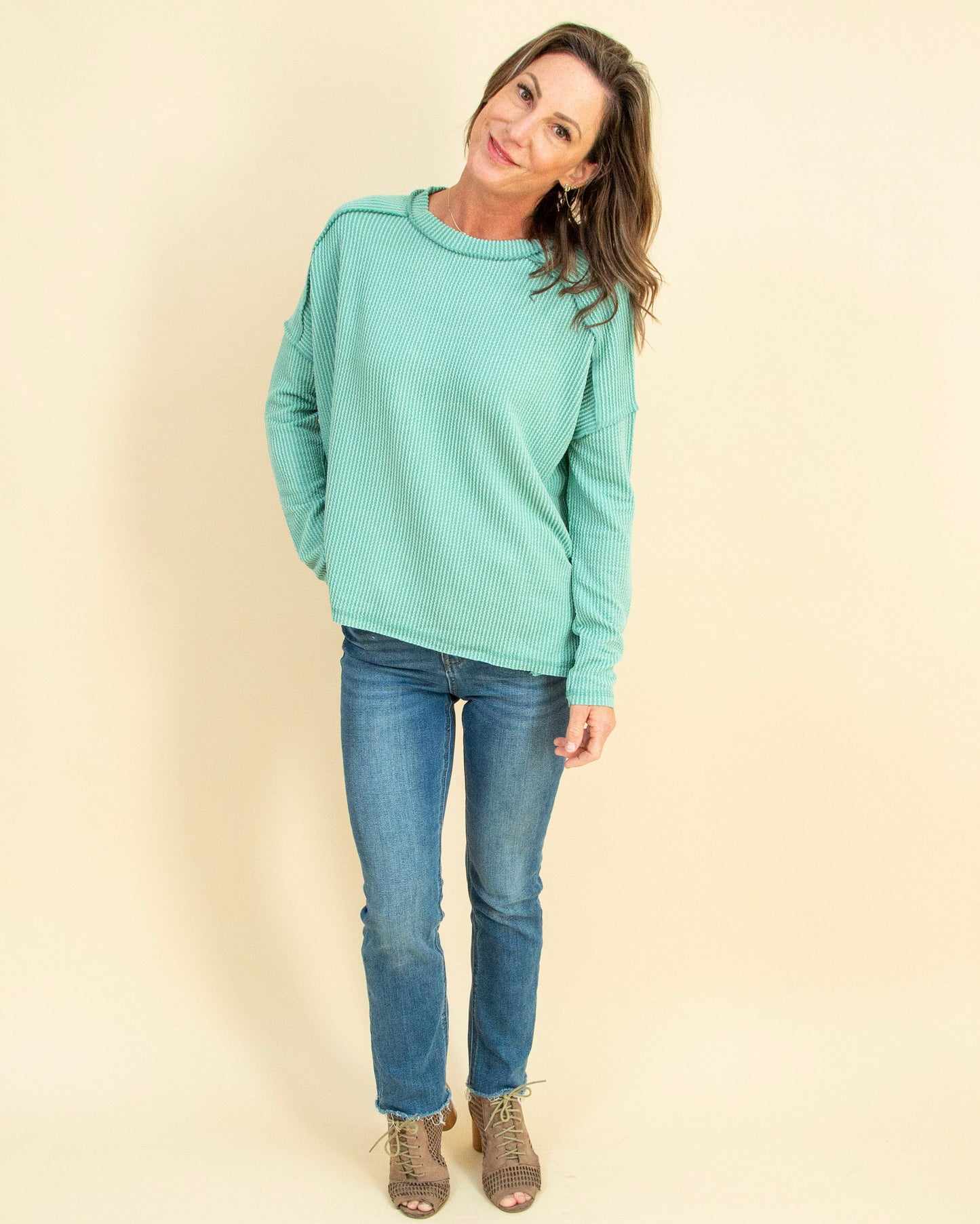 Taking It Easy Top in Light Jade (9108255703291)