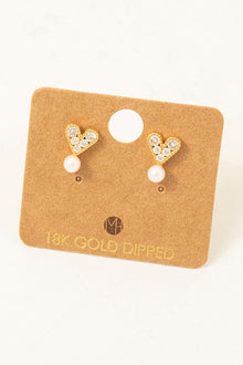  Pave And Pearly Heart Stud Earrings (8271655239931)