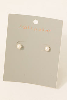  Small Sterling Silver Round Pearl Stud Earrings (8303059828987)