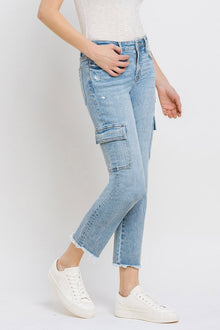  Mightily Mid Rise Straight Cargo Jeans (8308575830267)