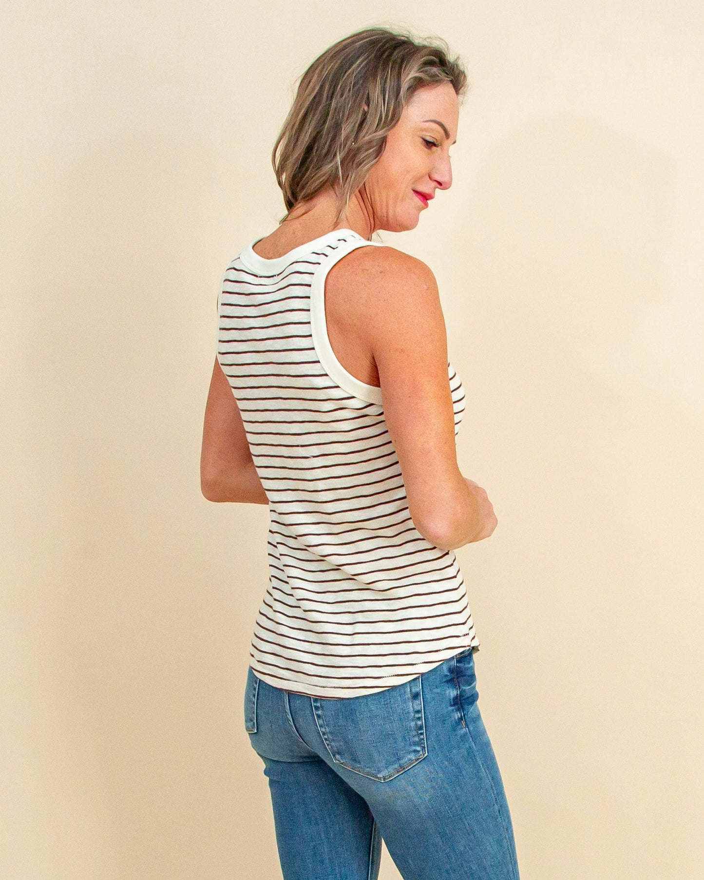 The Perfect Striped Tank in Sandalwood (8977990287611)