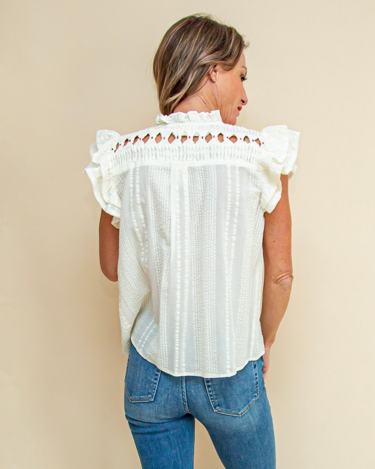 Charming Elegance Blouse in Cream (9108222968059)