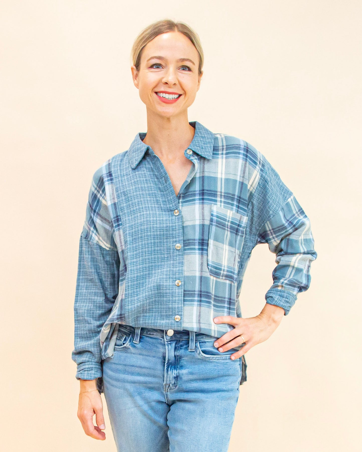 Pattern Play Plaid Shirt in Denim Multi (9062125568251)