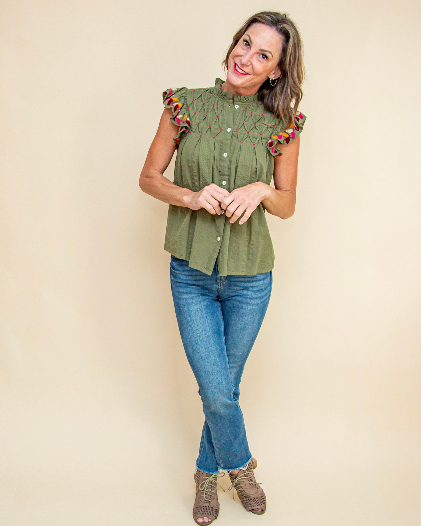 Bit of Whimsy Blouse in Verdant Green (9108222935291)