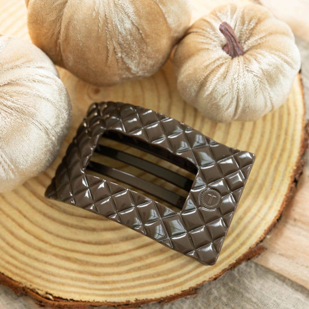 Flat Rectangle Hair Clip | Large | Truly Taupe Quilted (9100171051259)