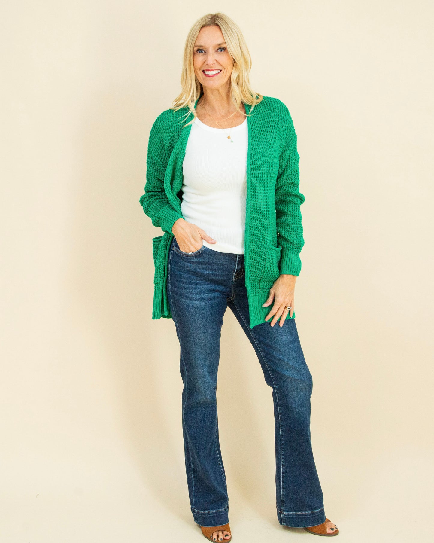 Charm Me Cardigan in Kelly Green (9108255408379)