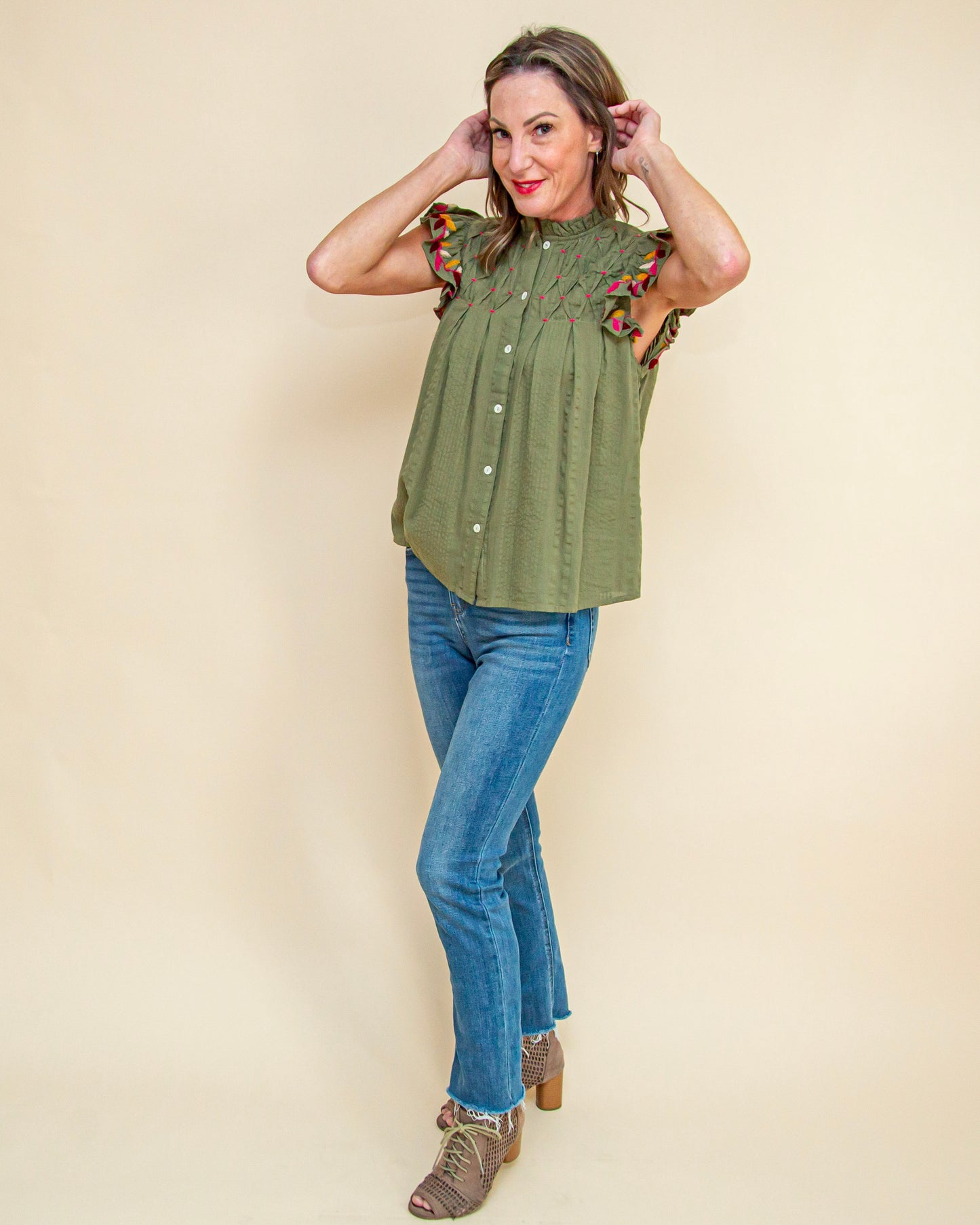 Bit of Whimsy Blouse in Verdant Green (9108222935291)