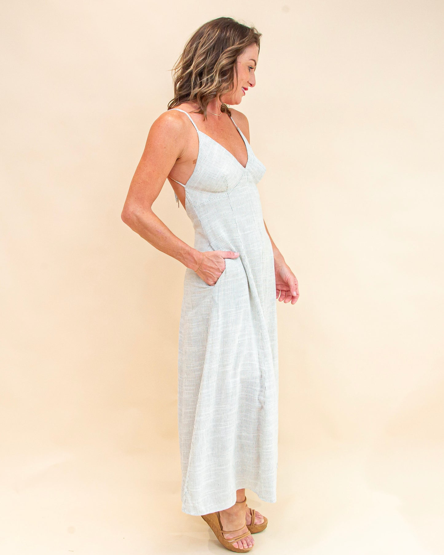 No More Worries Dress in Natural (9038451605755)