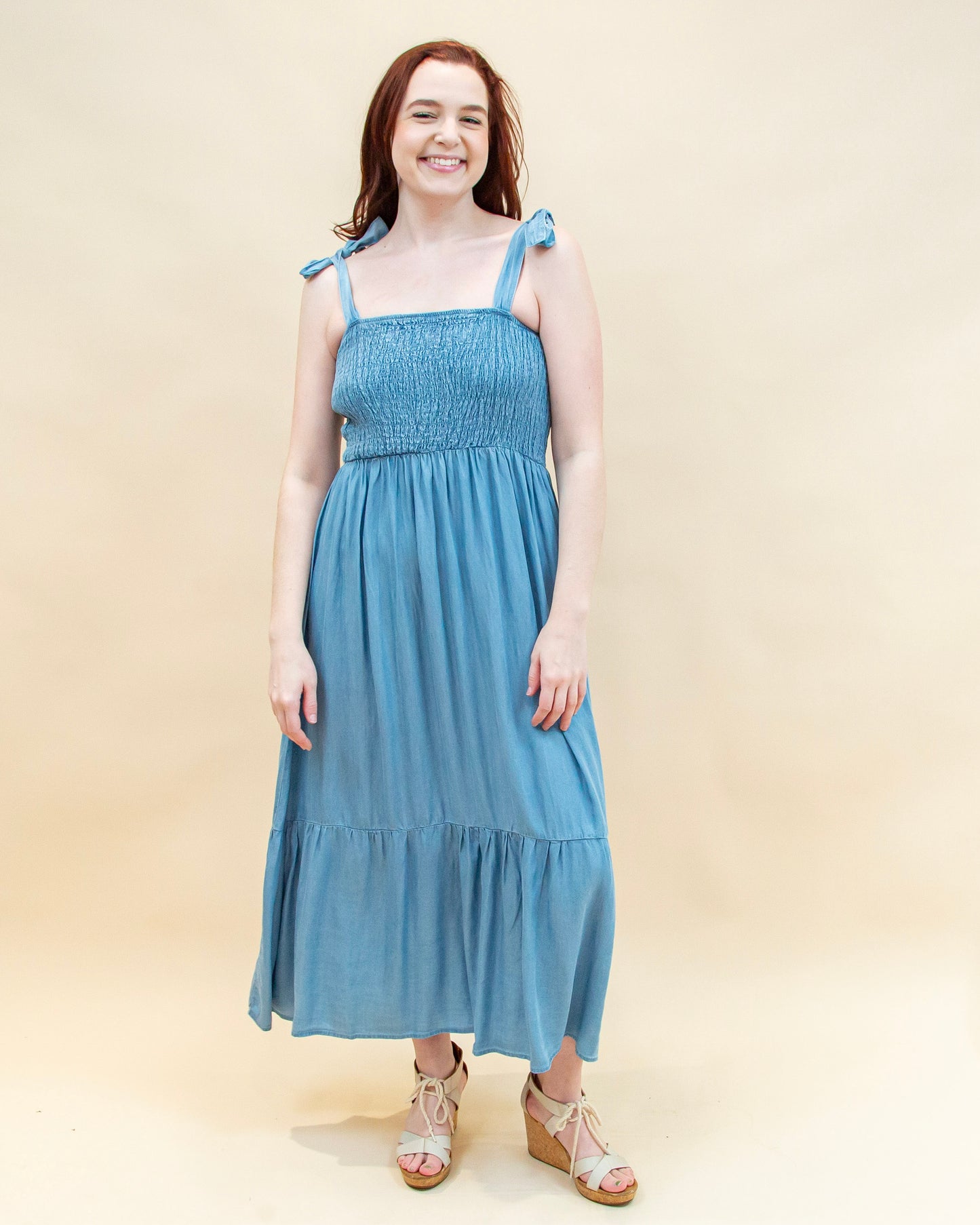 Sure to Charm Dress in Chambray (8955518746875)