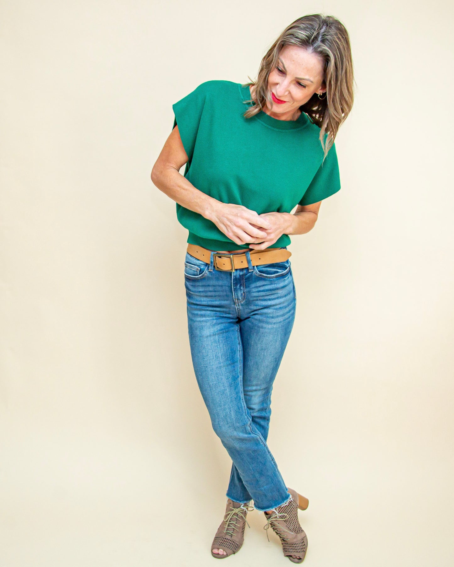 Stay Awhile Sweater Top in Forest (9108255342843)