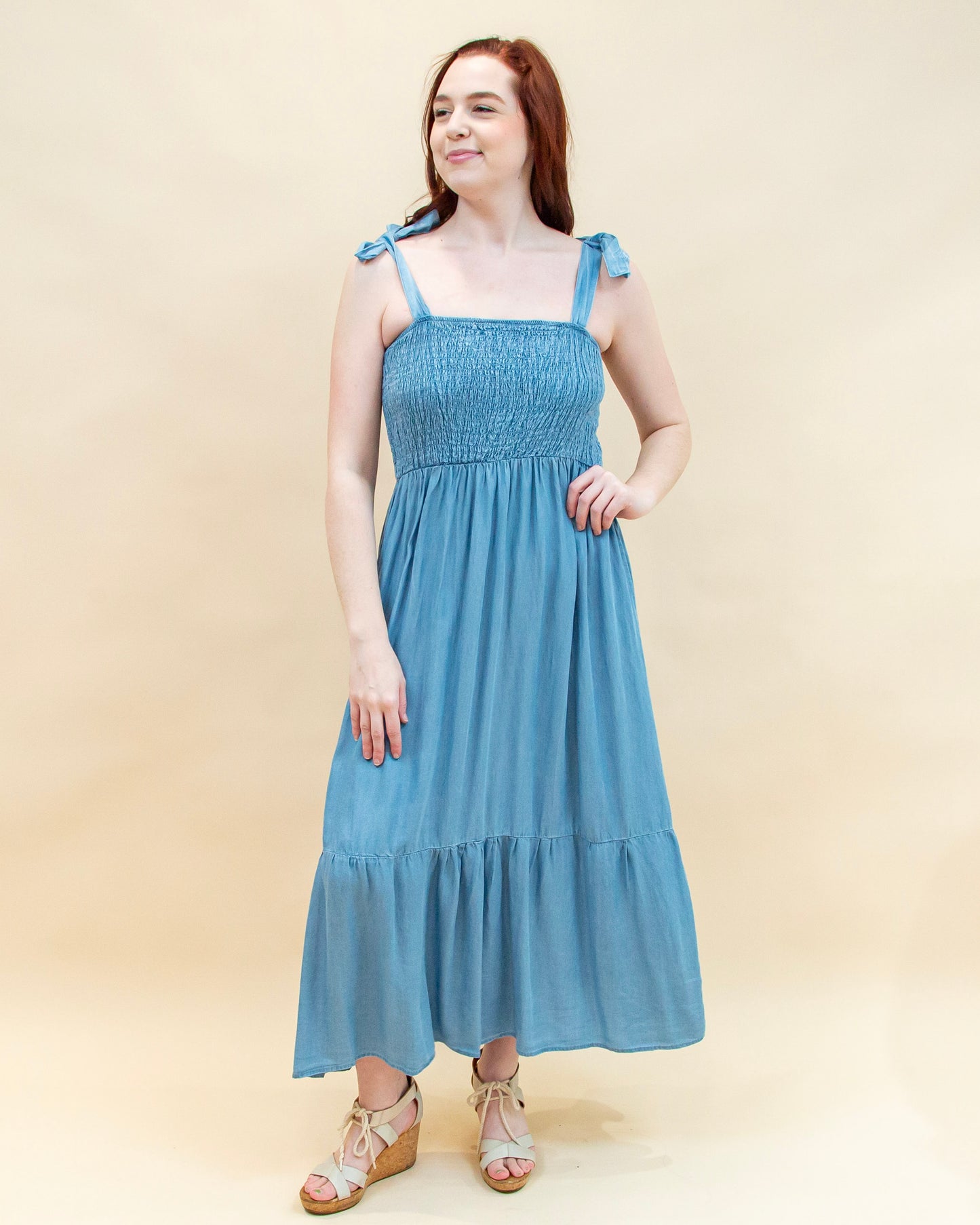 Sure to Charm Dress in Chambray (8955518746875)