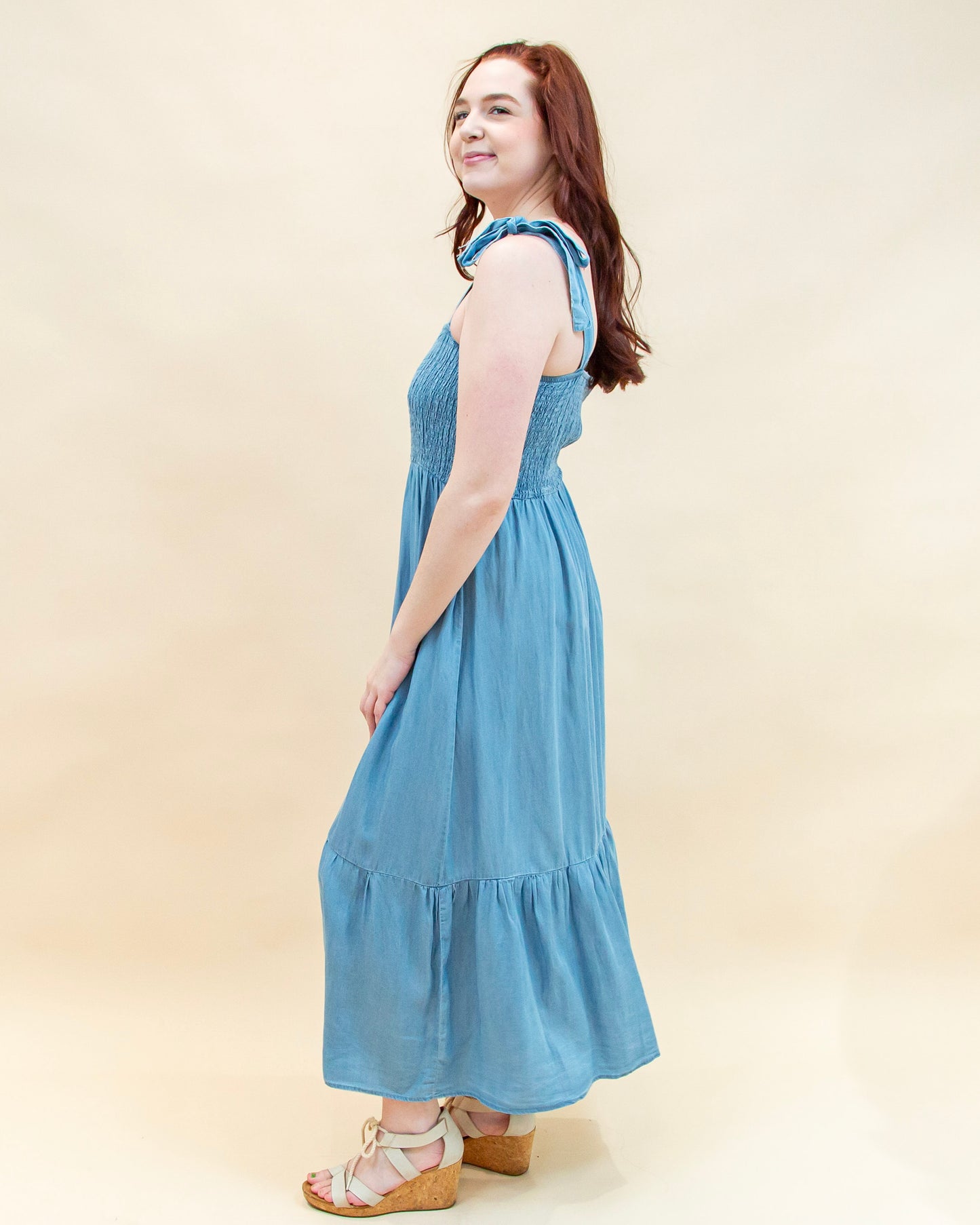 Sure to Charm Dress in Chambray (8955518746875)