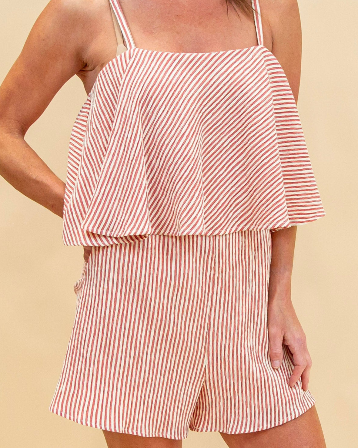 Red Hot Summer Romper in Cream/Red Stripe (8965988811003)