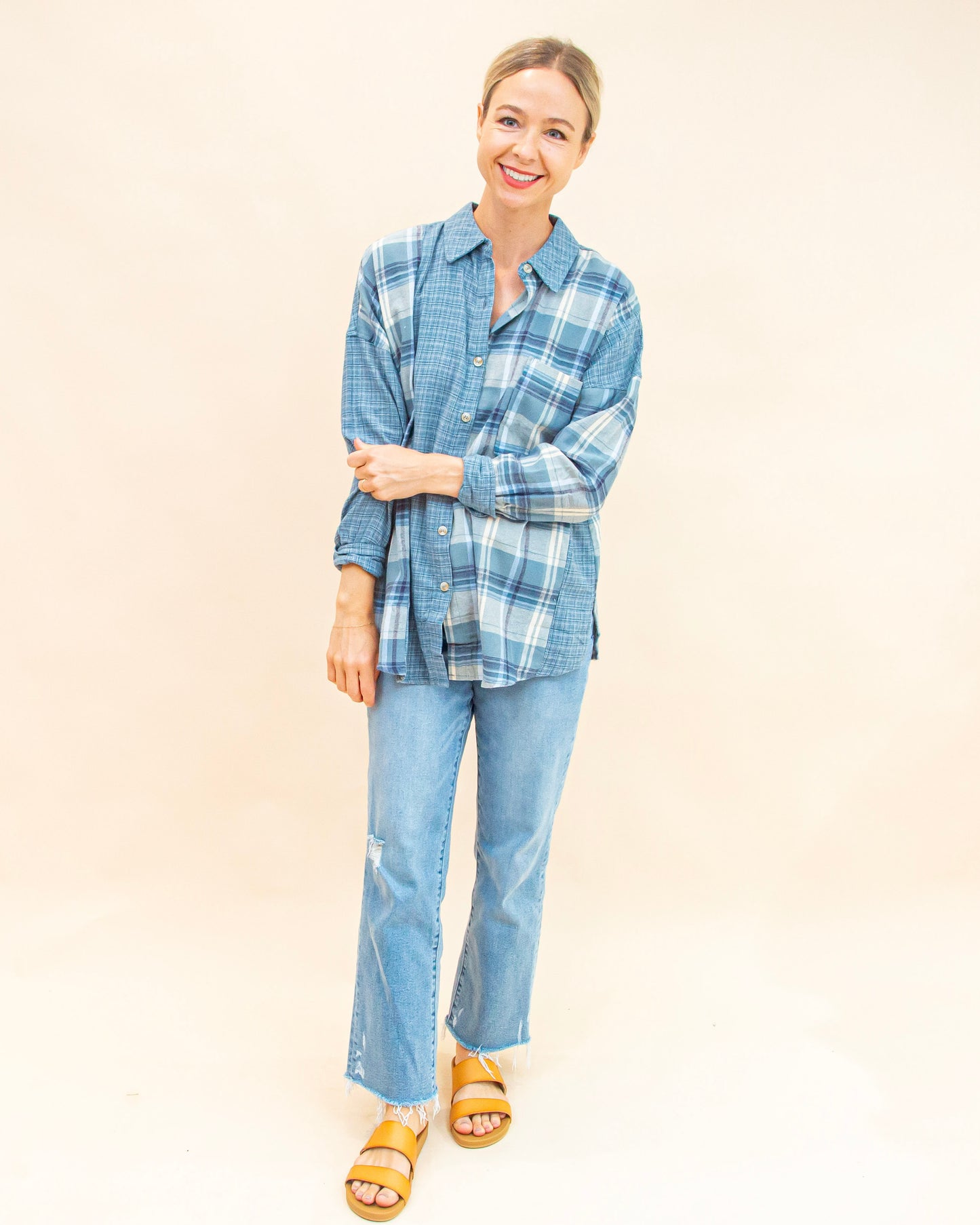 Pattern Play Plaid Shirt in Denim Multi (9062125568251)