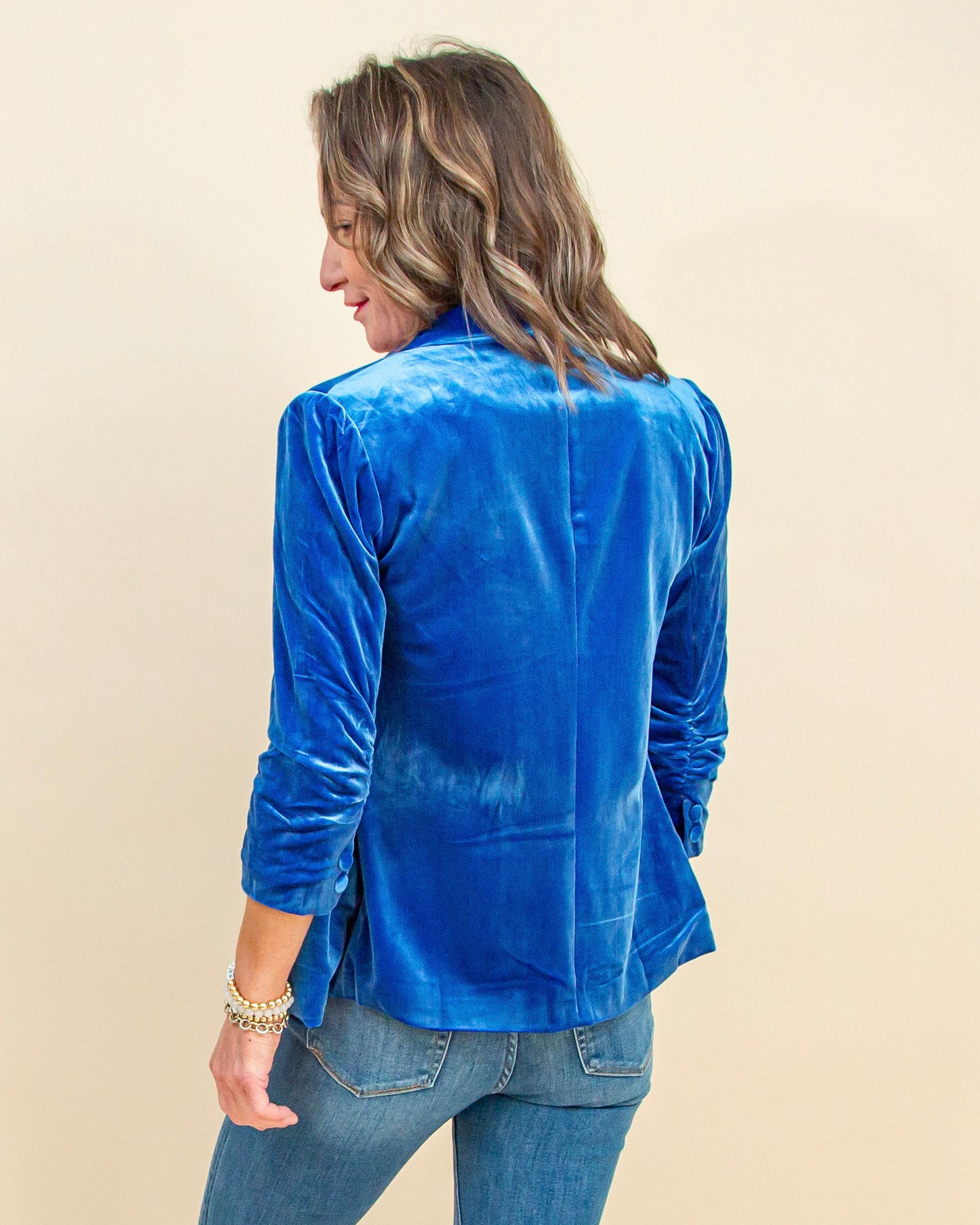 You're So Rare Velvet Blazer in Ocean Blue (9090309652731)