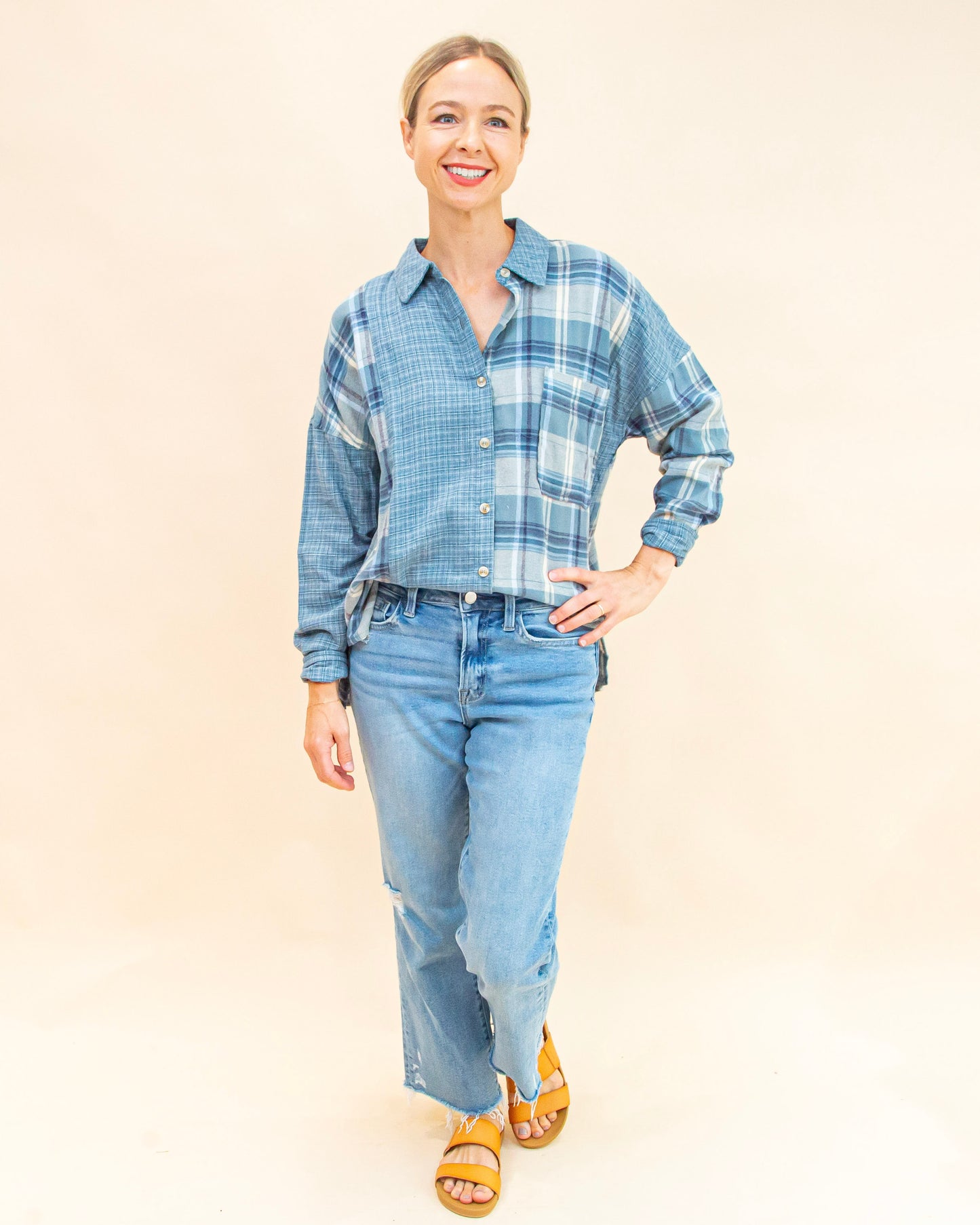 Pattern Play Plaid Shirt in Denim Multi (9062125568251)