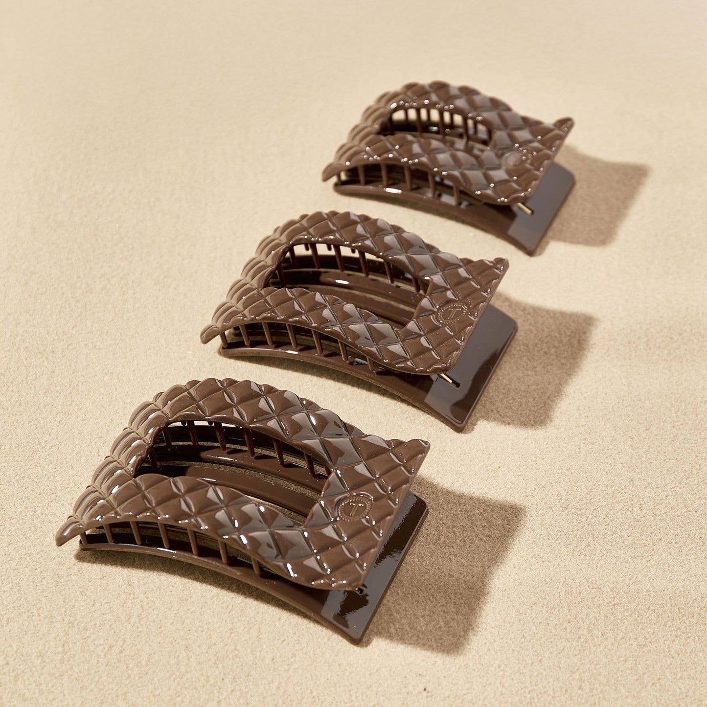 Flat Rectangle Hair Clip | Large | Truly Taupe Quilted (9100171051259)