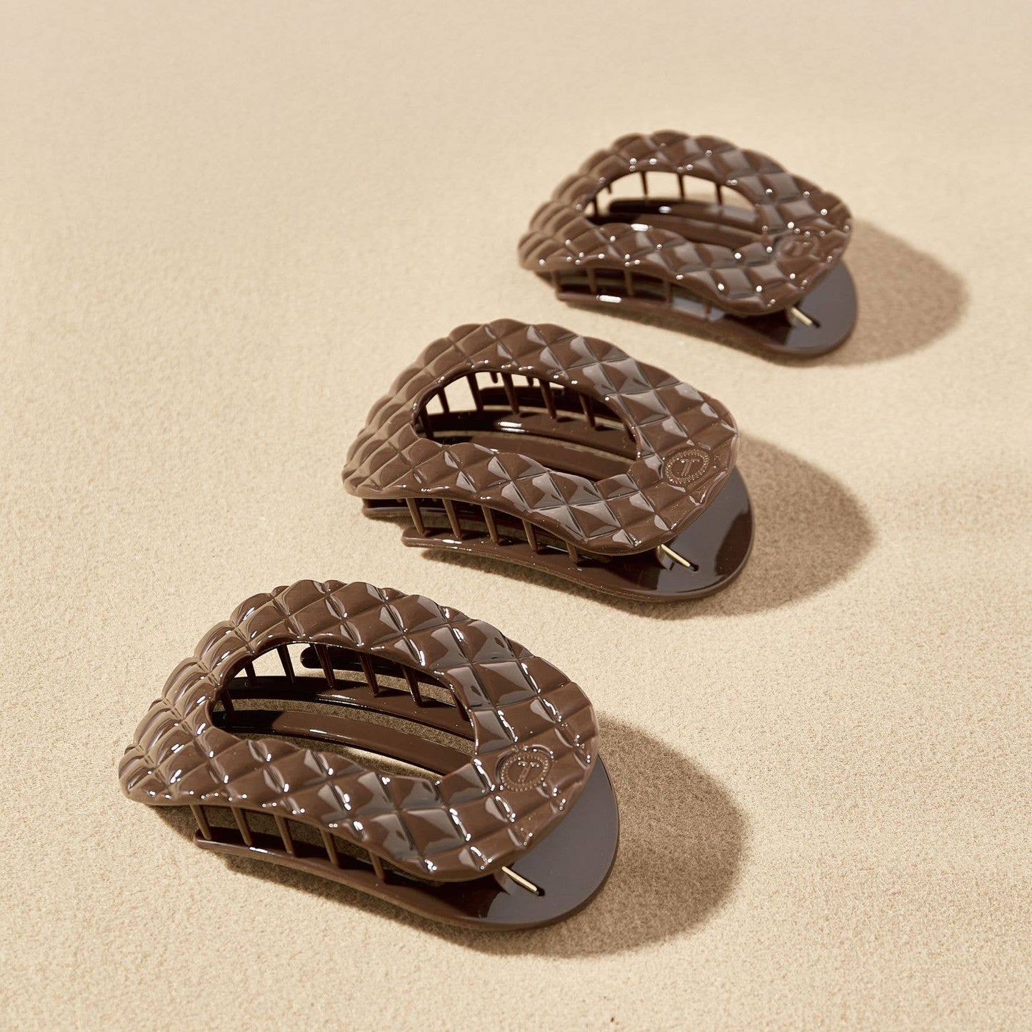 Flat Round Hair Clip | Large | Truly Taupe Quilted (9100171084027)