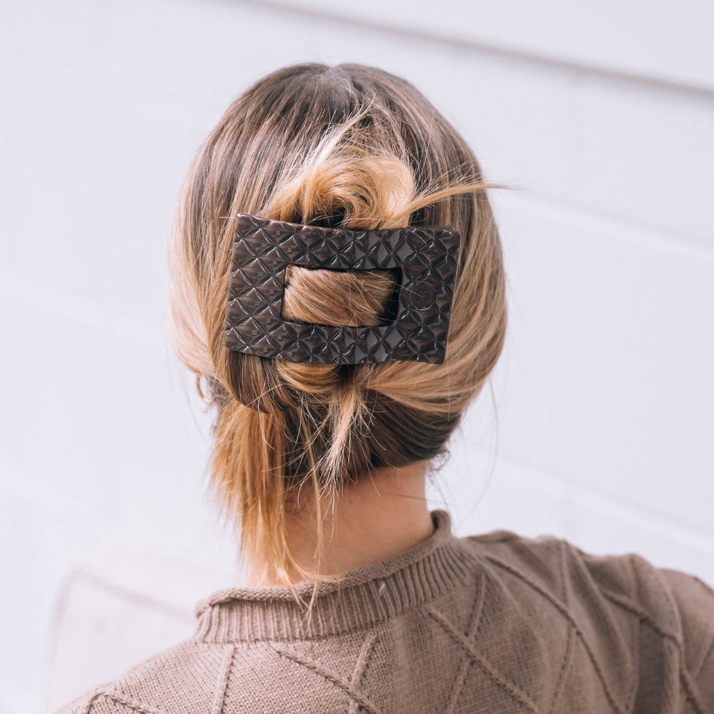 Flat Rectangle Hair Clip | Large | Truly Taupe Quilted (9100171051259)