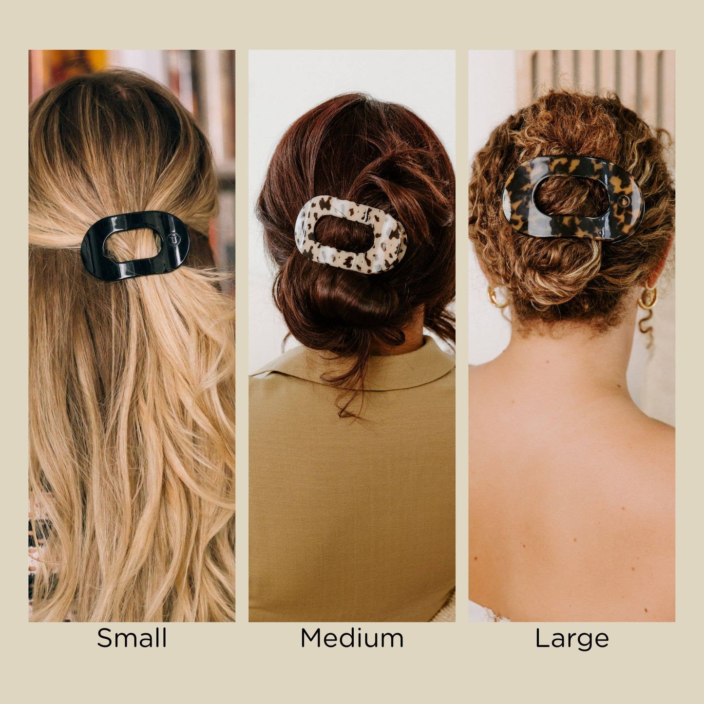 Flat Round Hair Clip | Large | Truly Taupe Quilted (9100171084027)