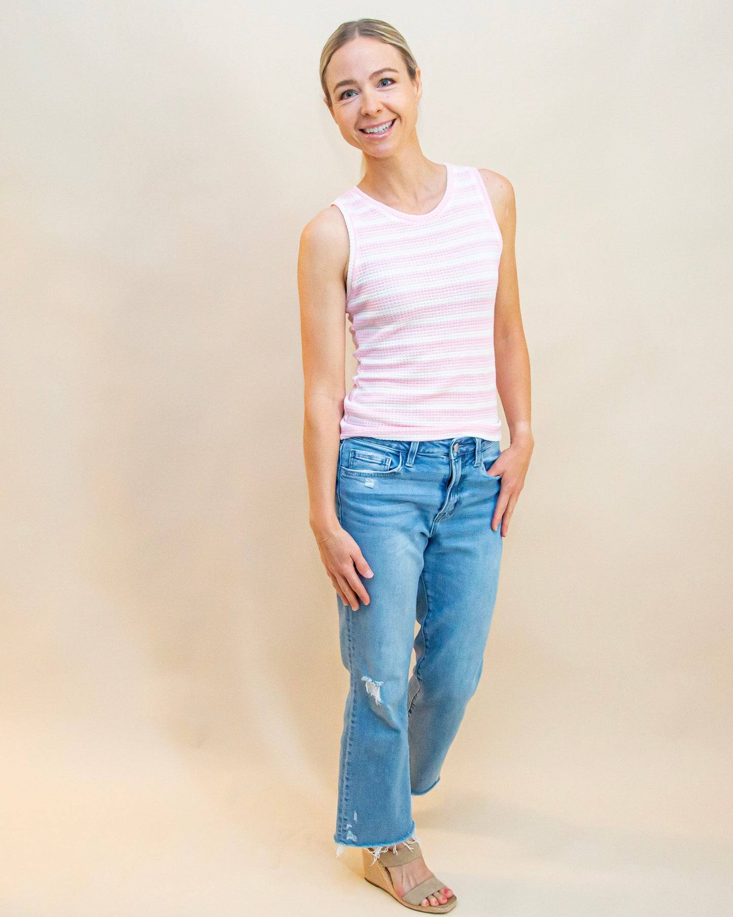 Instant Classic Stripe Tank in Pink (9015428907259)