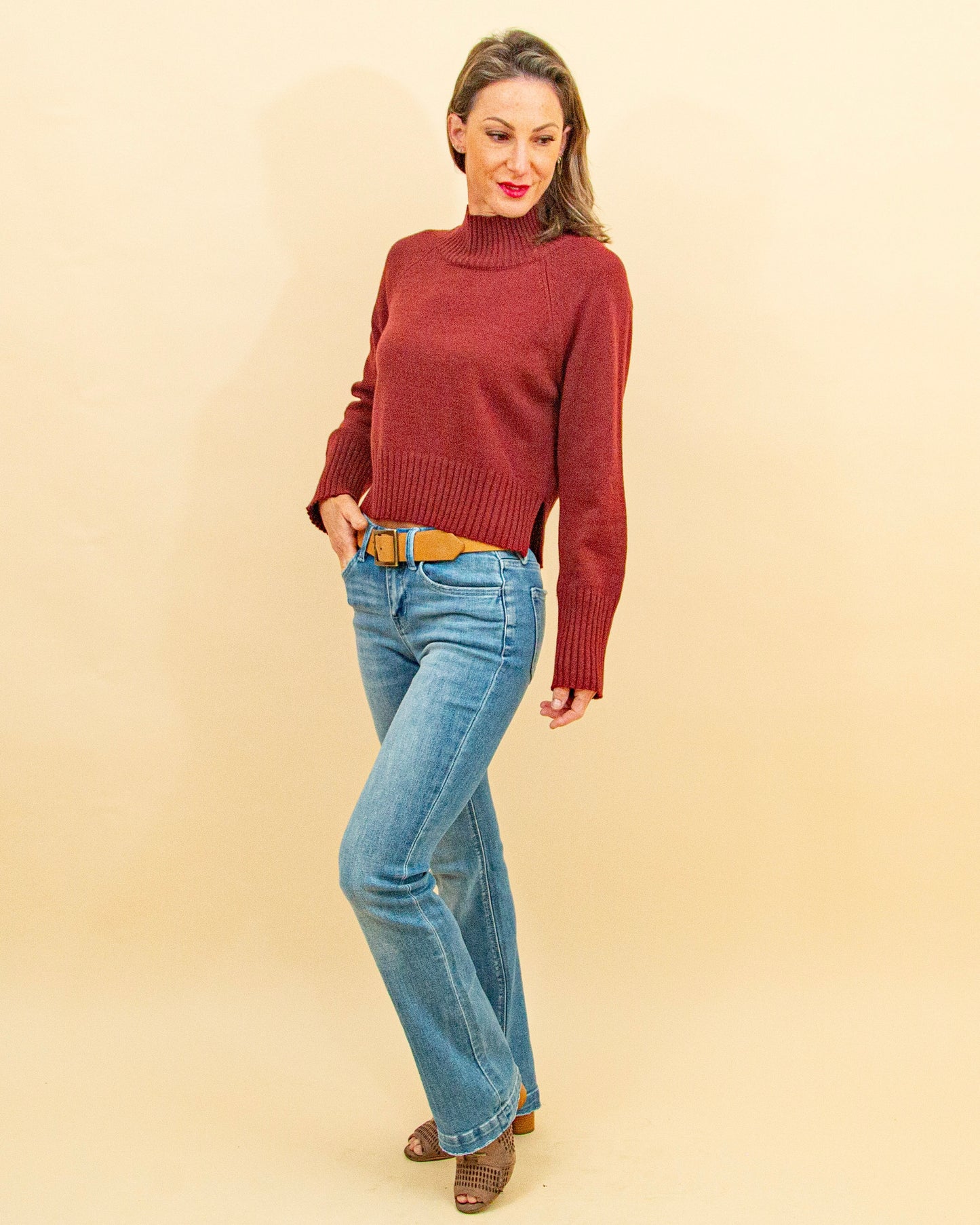 Set the Tone Sweater in Red Wood (9102460059899)