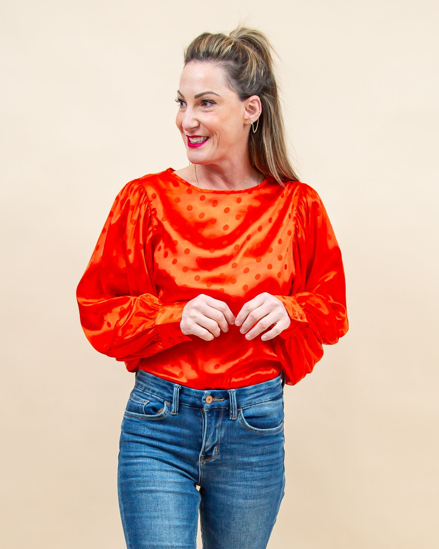 Radiant Cheer Blouse in Red (8871723761915)
