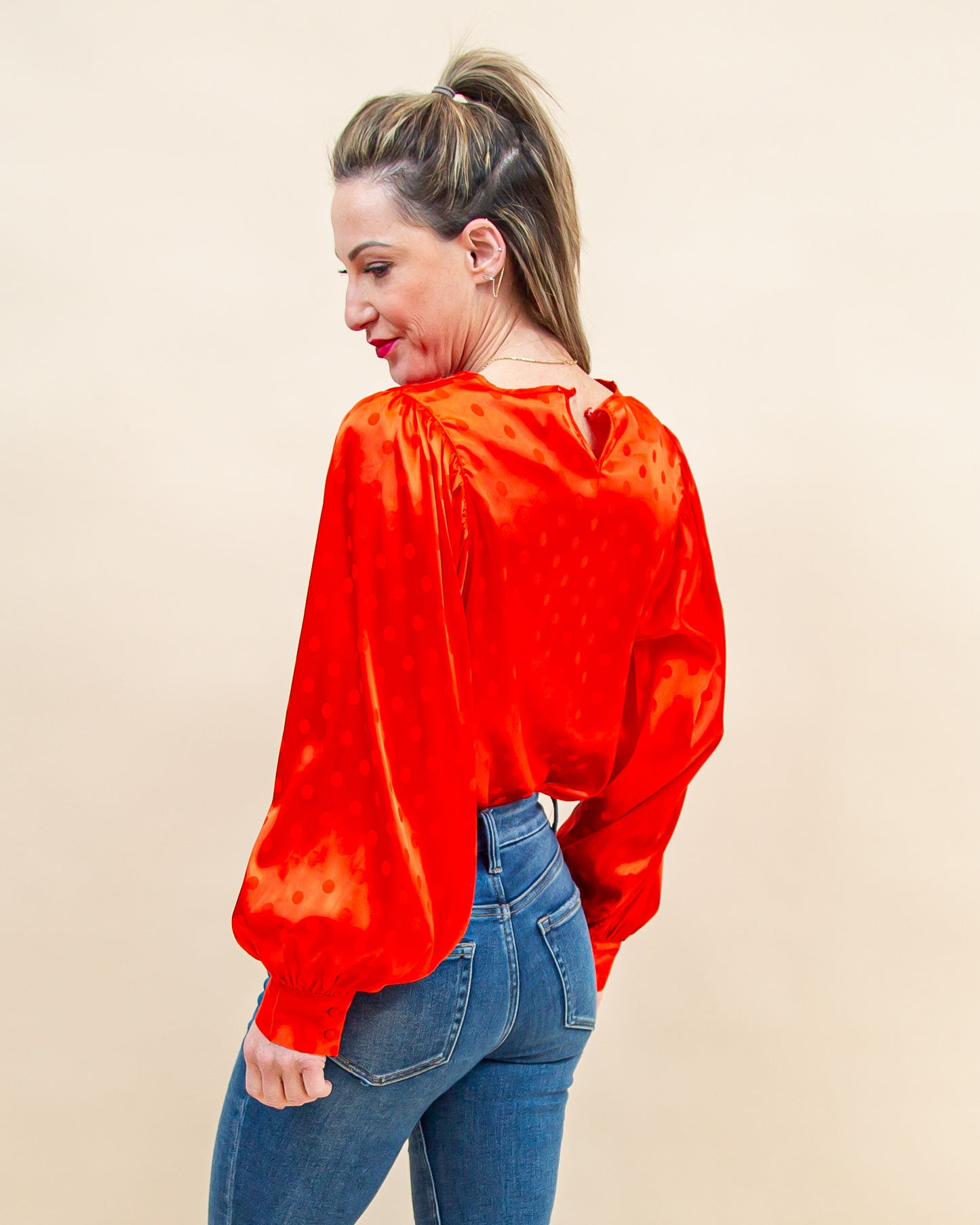 Radiant Cheer Blouse in Red (8871723761915)