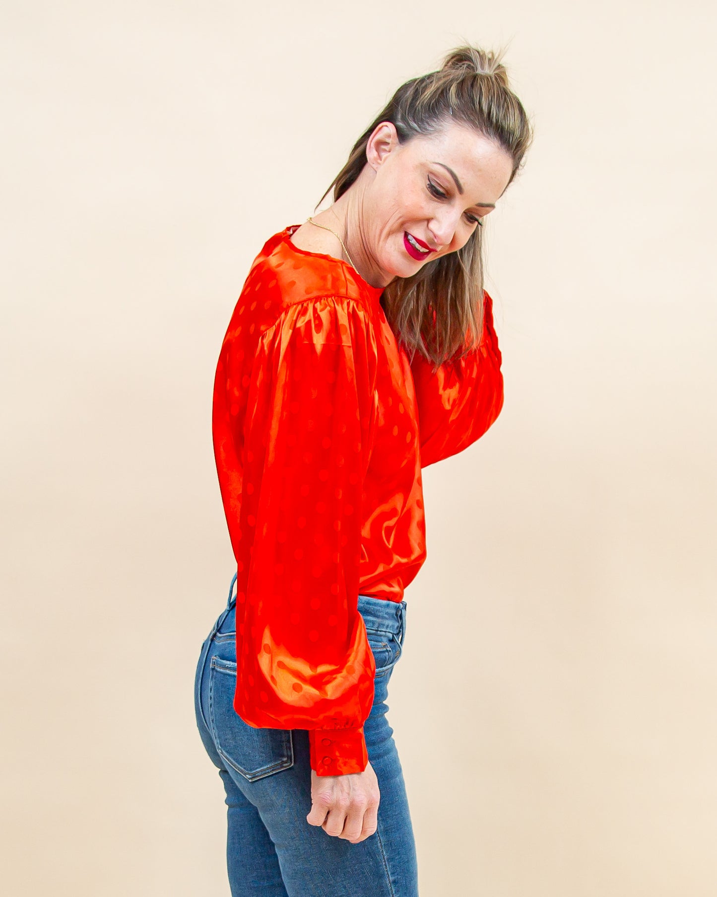 Radiant Cheer Blouse in Red (8871723761915)