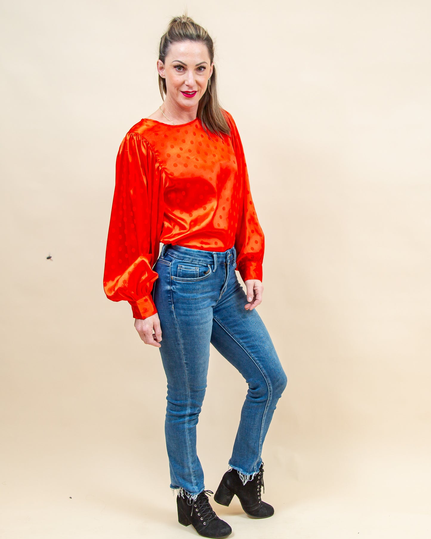 Radiant Cheer Blouse in Red (8871723761915)
