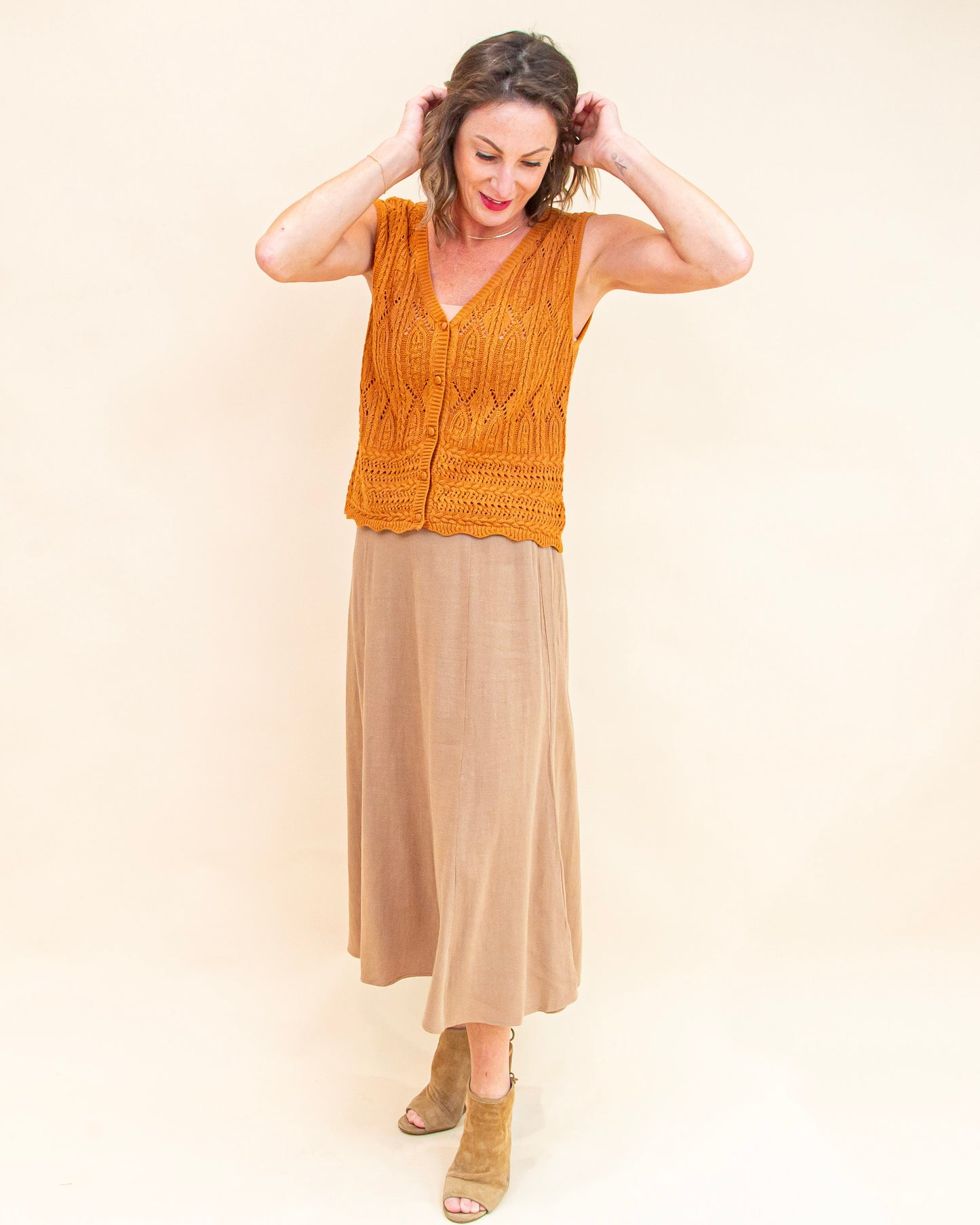 Knit Happens Sweater Vest in Clay (9065161130235)