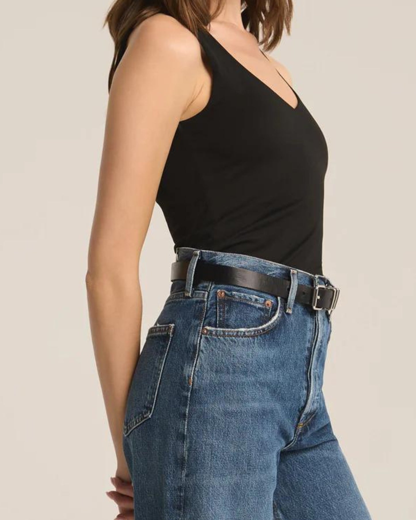 Avala V-Neck So Smooth Top in Black (8323520758011)