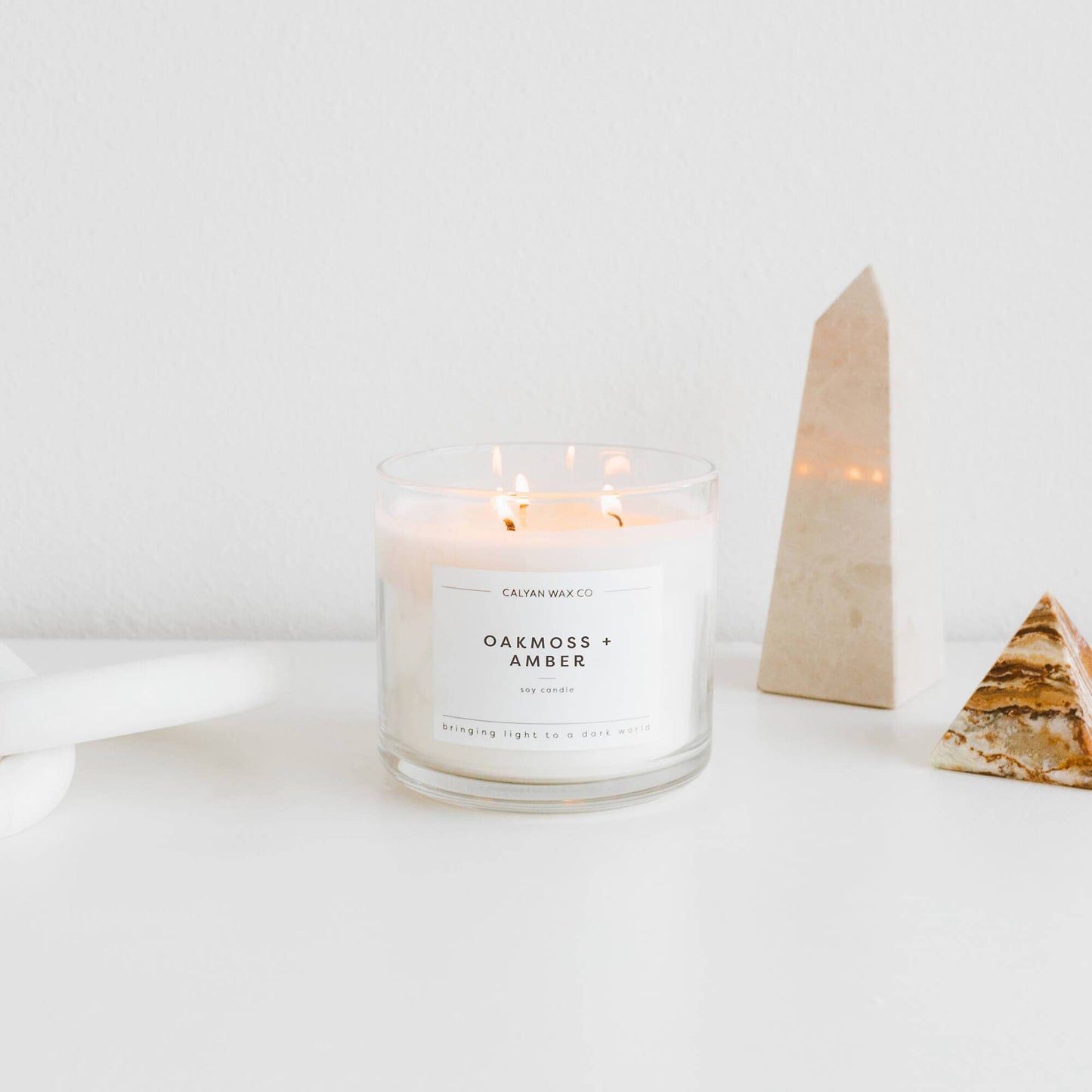 Oakmoss + Amber - 3 Wick Clear Glass Tumbler Soy Candle (8921850020091)
