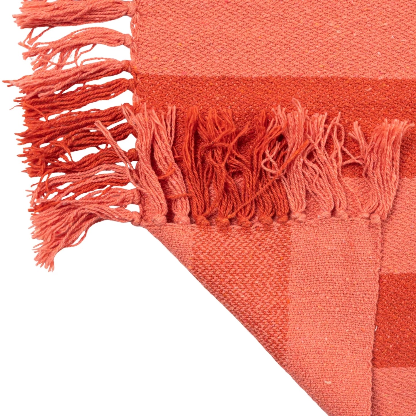 Woven Recycled Cotton Blend Throw with Stripes & Fringes (8966036816123)