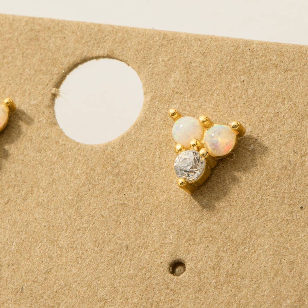 Mini Triple Opal Stud Earrings: G (9090434629883)