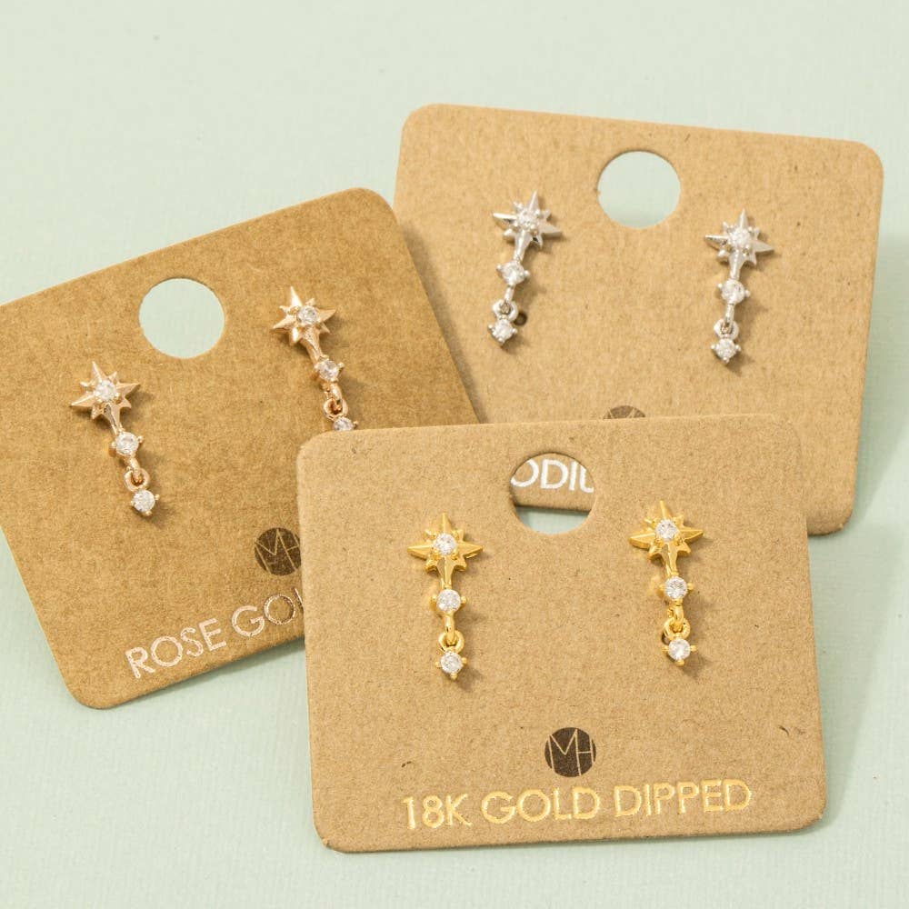 Mini Star Layered Drop Earrings: S (9090435907835)