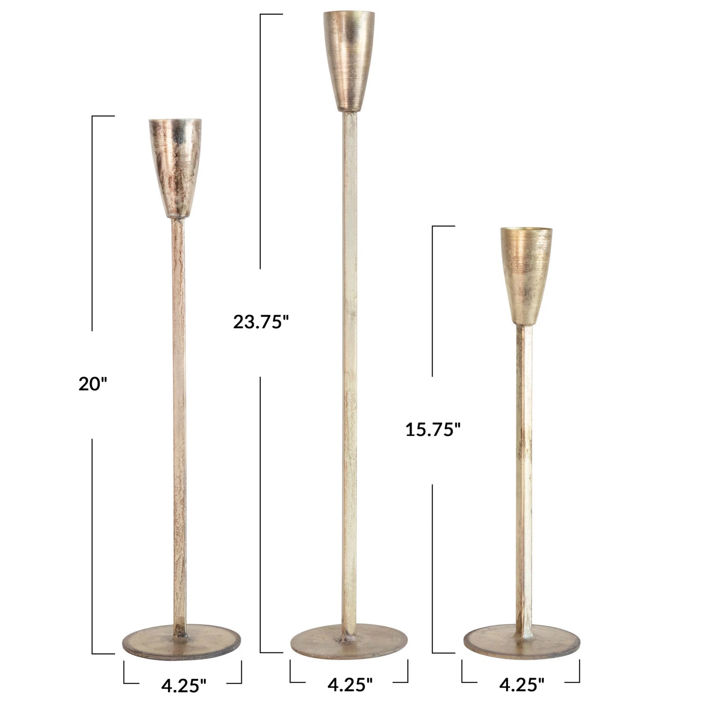 Antique Metal Taper Candle Holders, Set of 3 (8759166927099)