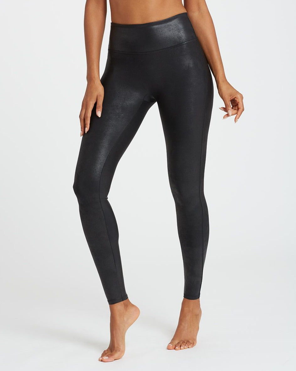 Petite Spanx Black Faux Leather Leggings