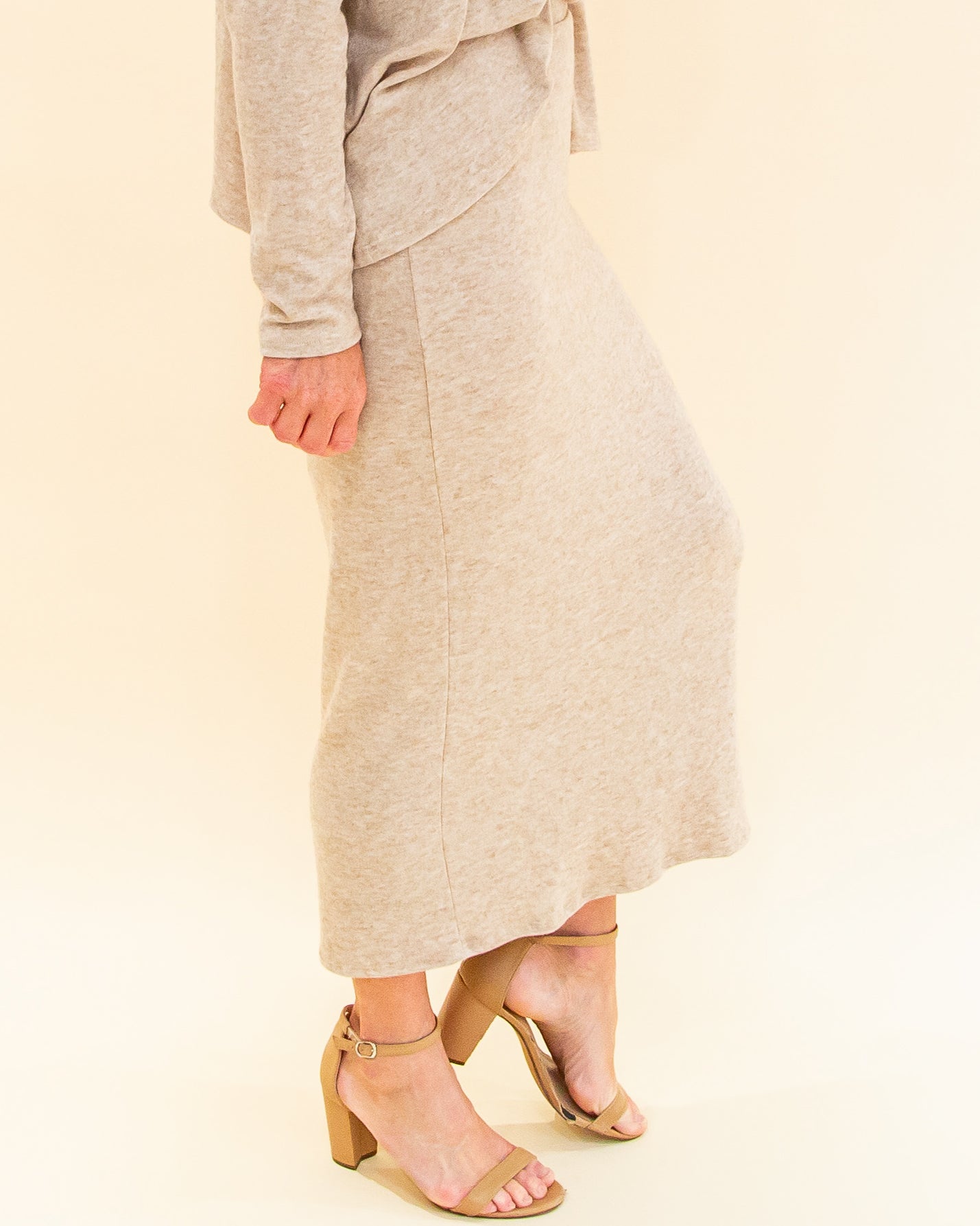 Simple With You Midi Skirt in Beige (8770501017851)