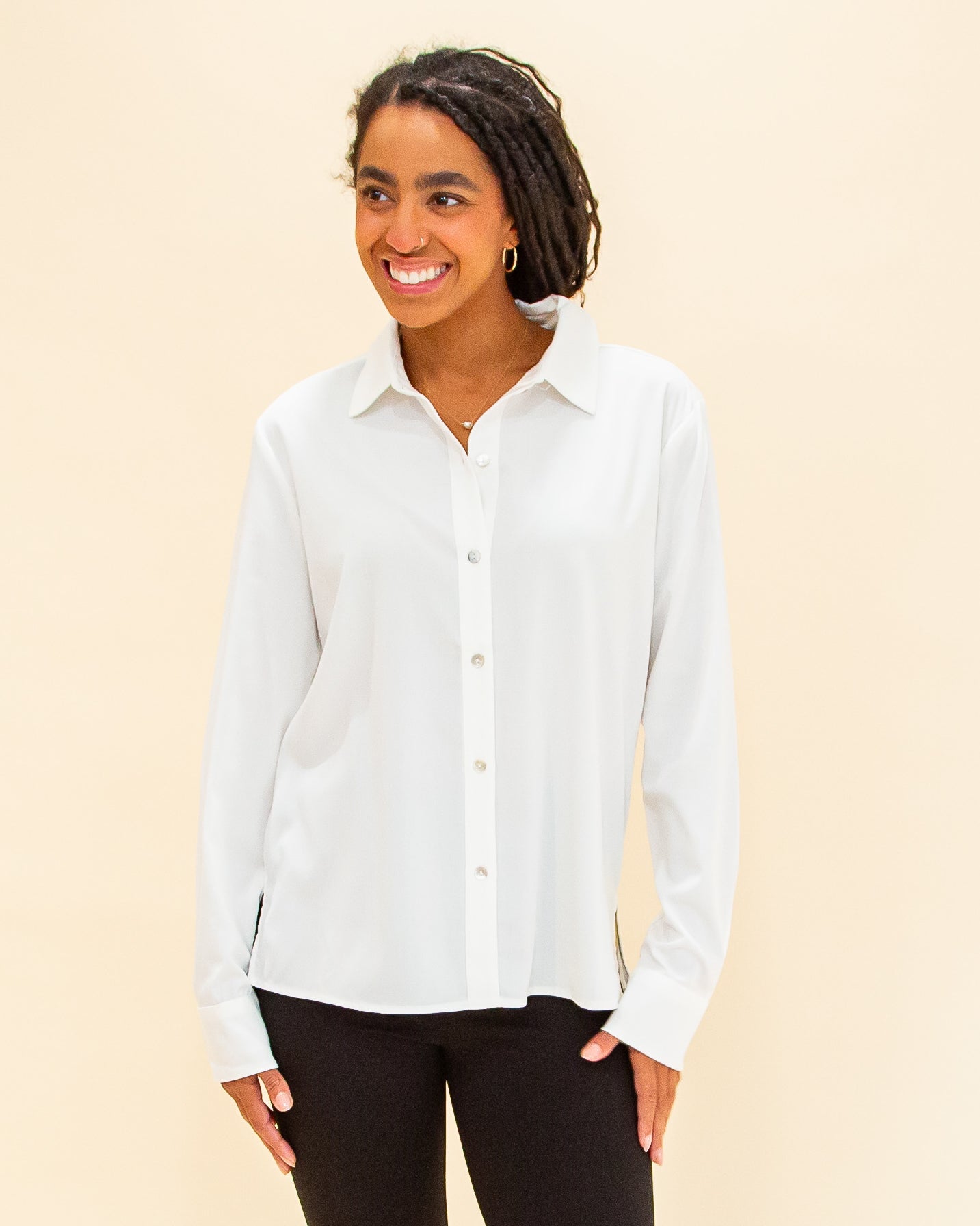 Workday Chic Shirt in Off White (8768866943227)