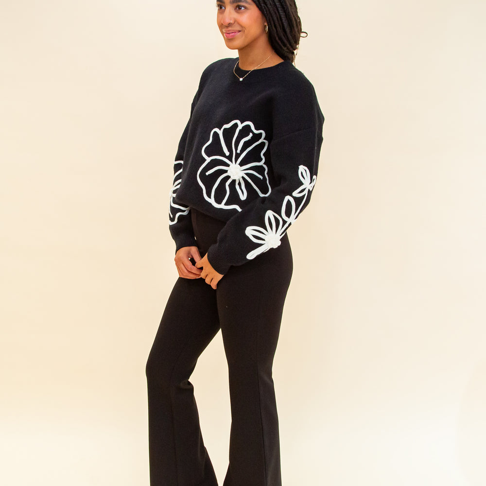 
                  
                    Midnight Blossoms Sweater in Black/Cream (8770500919547)
                  
                