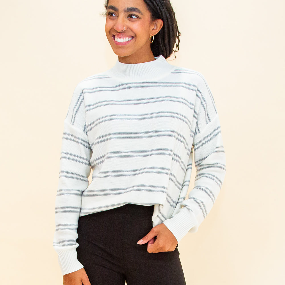 Smart Stripes Sweater in Ivory (8768868450555)